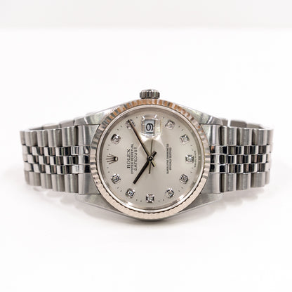 Rolex Datejust 36mm Silver Diamond 16234G (1999)