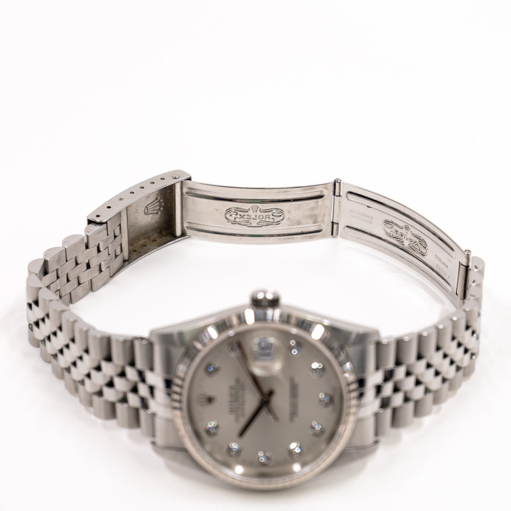 Rolex Datejust 36mm Silver Diamond 16234G (1999)