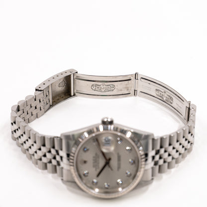 Rolex Datejust 36mm Silver Diamond 16234G (1999)