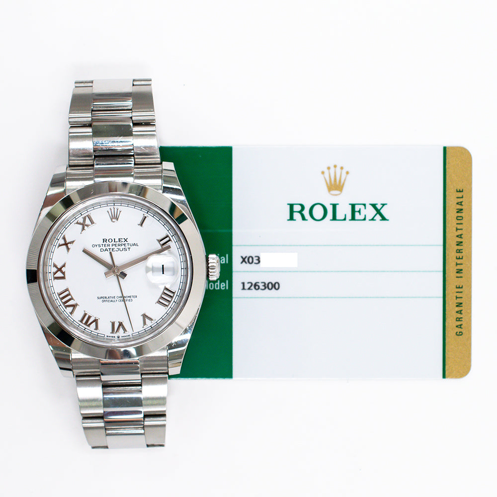 Rolex Datejust 41mm White Roman Dial 126300 (2019)