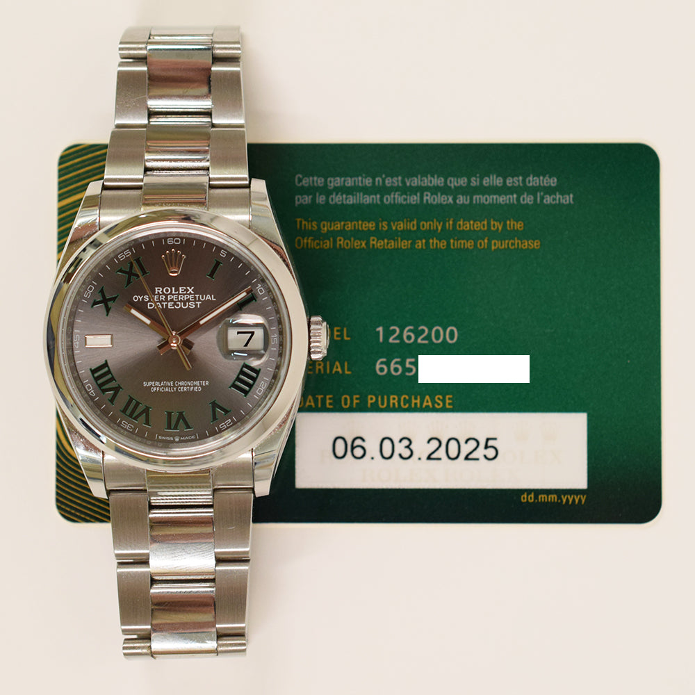 Rolex Datejust 36mm Wimbledon Dial 126200 (2025)