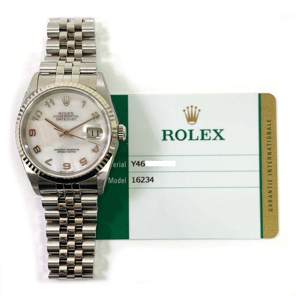 Rolex Datejust 36mm Mop Arabic Dial 16234