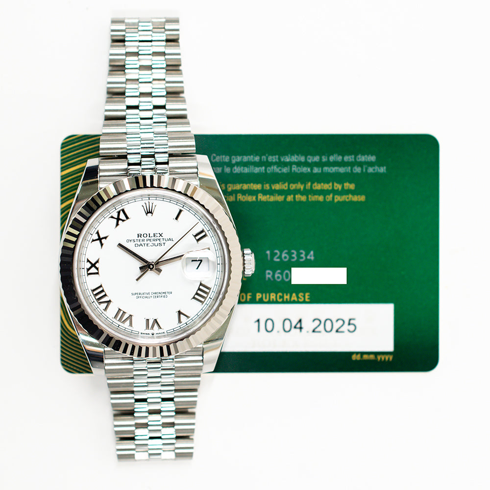 Rolex Datejust 41mm White Roman Dial 126334 (2025)