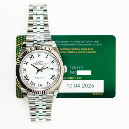 Rolex Datejust 41mm White Roman Dial 126334 (2025)