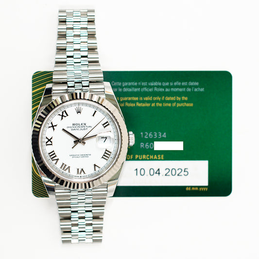 Rolex Datejust 41mm White Roman Dial 126334 (2025)