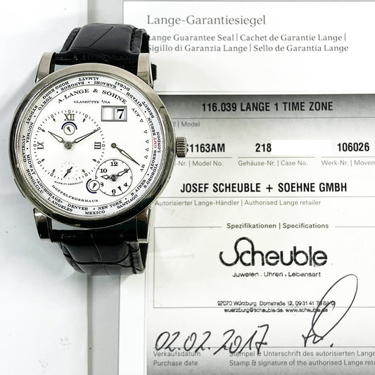 Lange 1 Time Zone 41.9mm White Gold Manual Winding 116.039 (2017)