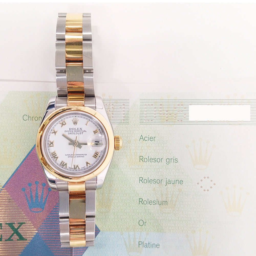 Rolex Lady Datejust 26mm White Roman Dial 179163