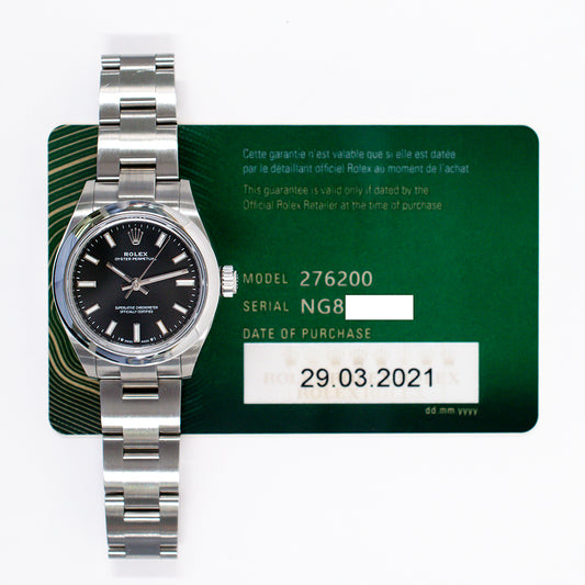 Rolex Oyster Perpetual 28mm Black Dial 276200 (2021)
