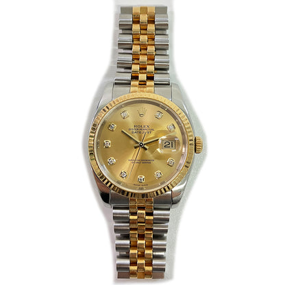 Rolex Datejust 36mm Champagne Diamond Dial 116233