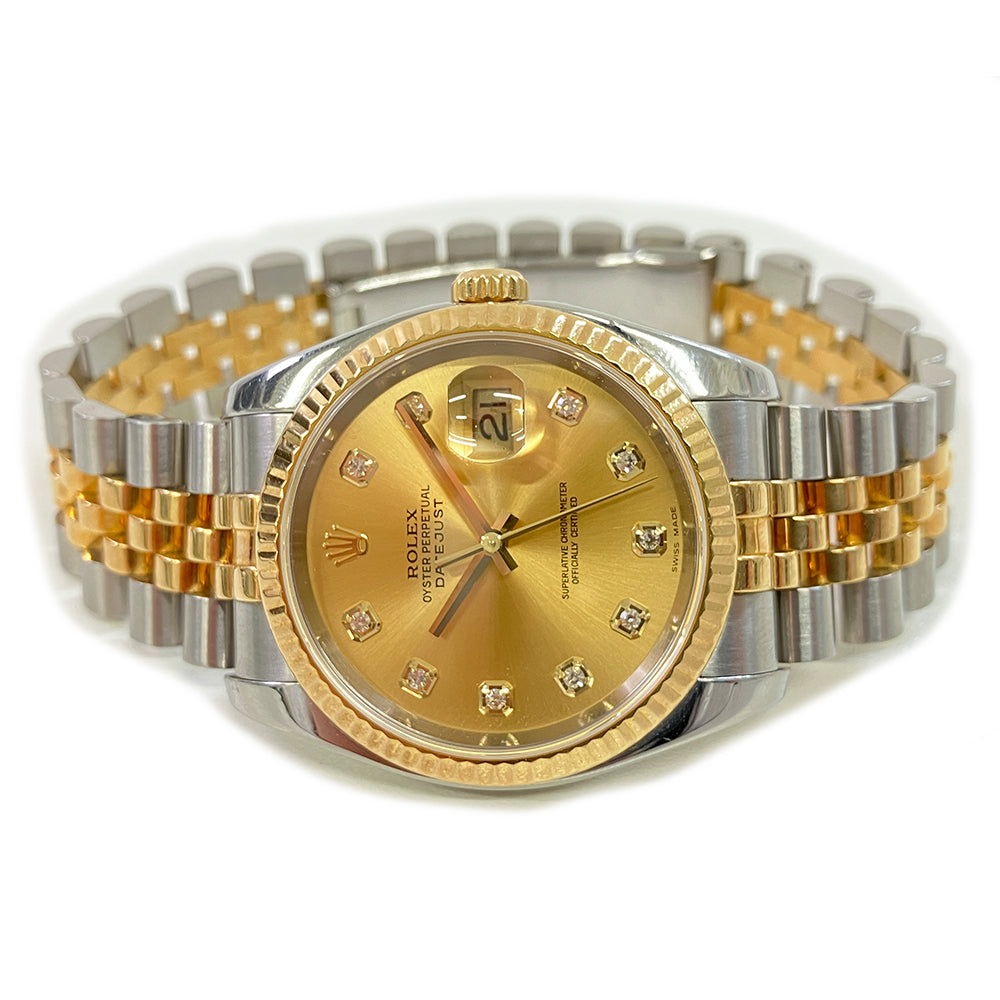 Rolex Datejust 36mm Champagne Diamond Dial 116233