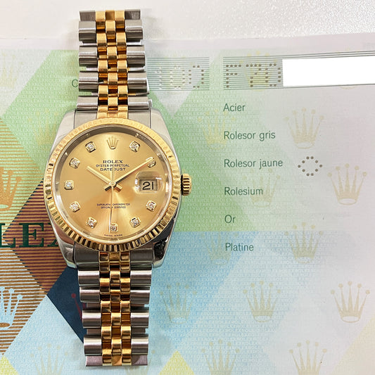 Rolex Datejust 36mm Champagne Diamond Dial 116233