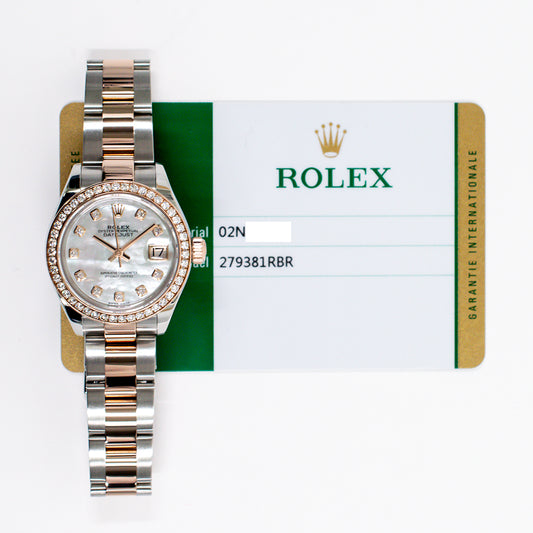 Rolex Datejust 28mm White Mop Diamond Dial 279381RBR (2018)
