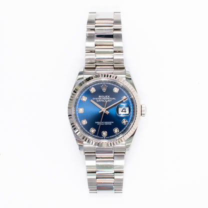 Rolex Datejust 36mm Blue Diamond Dial 126234G (2022)