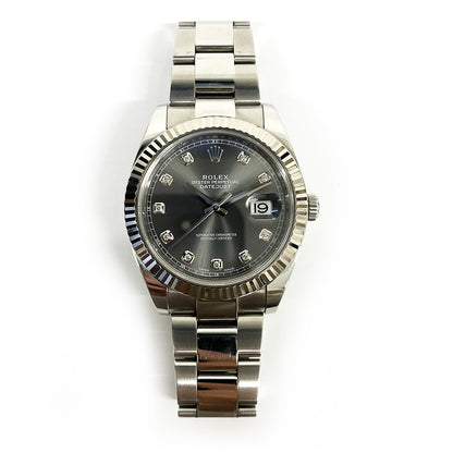 Rolex Datejust 41mm Slate Diamond Dial Oyster 126334G