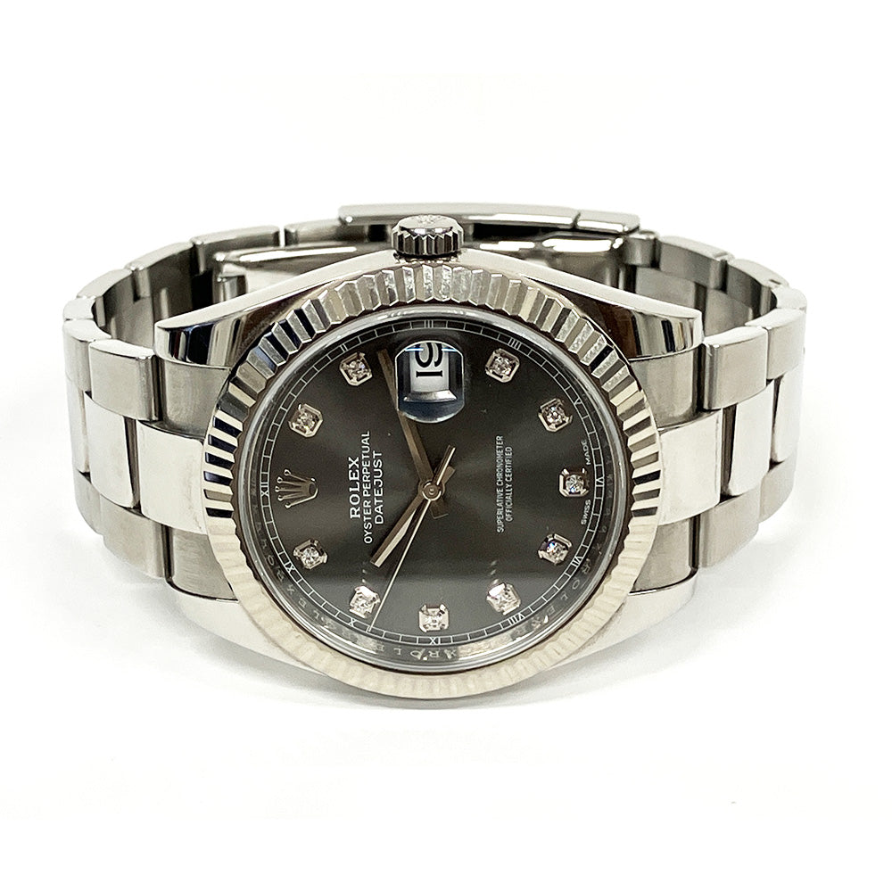 Rolex Datejust 41mm Slate Diamond Dial Oyster 126334G