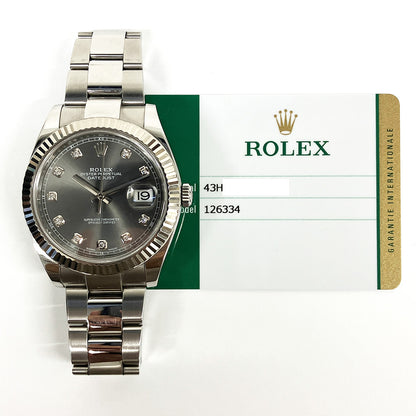 Rolex Datejust 41mm Slate Diamond Dial Oyster 126334G