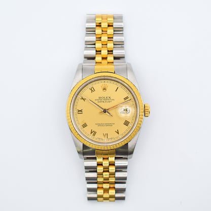 Rolex Oyster Perpetual Datejust Champagne Roman Dial 16233 (1990)