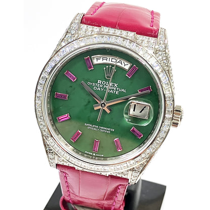 Rolex Day-Date 36mm Jade Ruby Diamond Dial 128459TBR