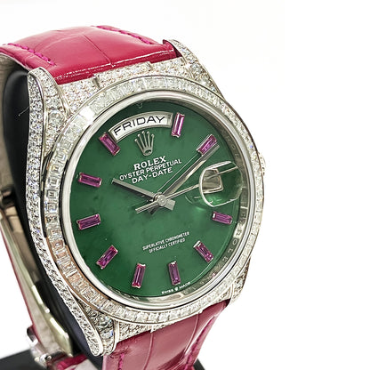 Rolex Day-Date 36mm Jade Ruby Diamond Dial 128459TBR