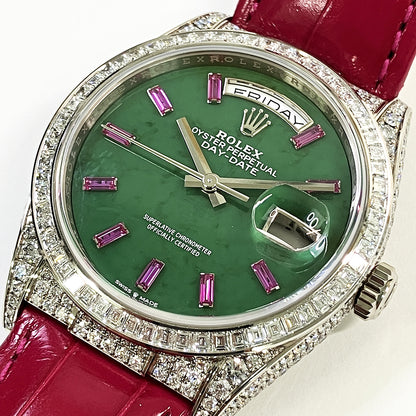 Rolex Day-Date 36mm Jade Ruby Diamond Dial 128459TBR