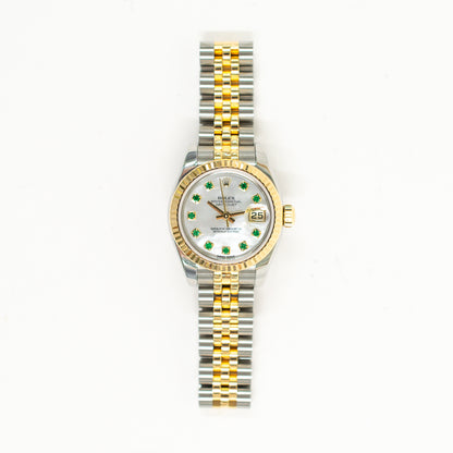 Rolex Datejust 26mm White Mop Emeralds Dial 179173NGE (2020)