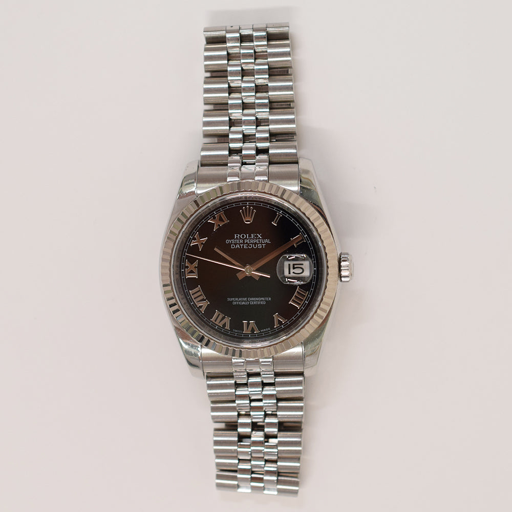 Rolex Datejust 36mm Black Roman Dial 116234 (2007)