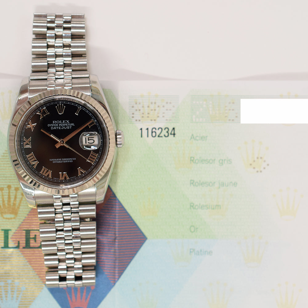Rolex Datejust 36mm Black Roman Dial 116234 (2007)