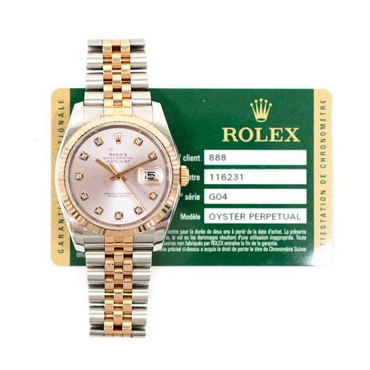 Rolex Datejust 36mm Pink Diamond Dial 116231 (2010)