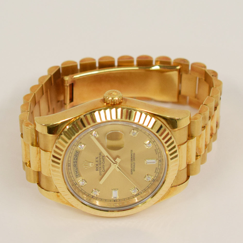 Rolex Day-Date II Champagne Diamond Dial 218238A