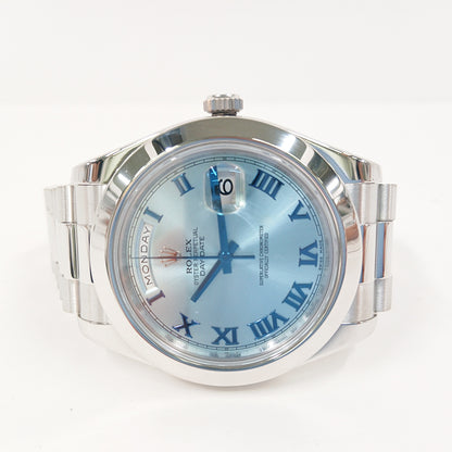 Rolex Day-Date II 41mm Ice Blue Roman Dial 218206 (2014)