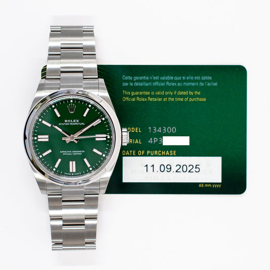 Rolex Oyster Perpetual 41mm Green Dial 134300 (2025)