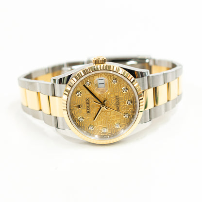 Rolex Datejust 36mm Champagne Jubilee Diamond Dial 126233 (2019)