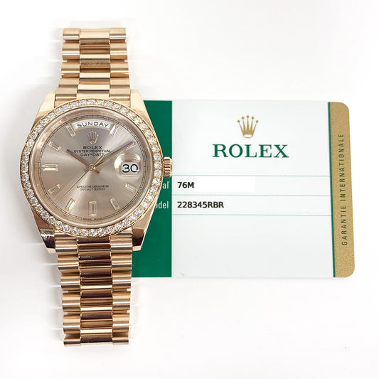 Rolex Day-Date 40mm Sundust Diamond Dial 228345RBR