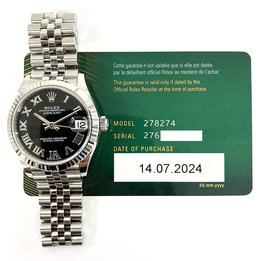 Rolex Datejust 31mm Black Roman Dial 278274