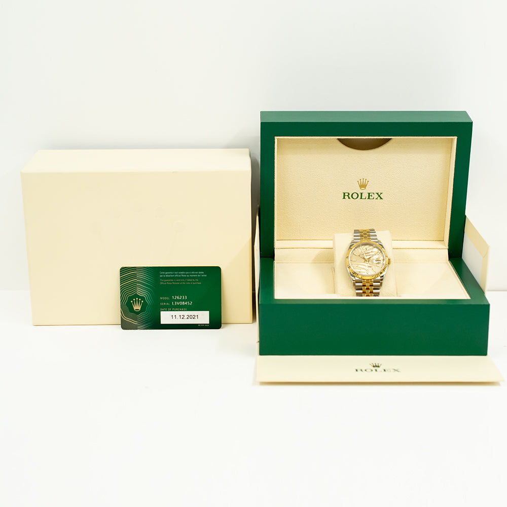 Rolex Datejust 36mm Champagne Palm Motif Dial 126233 (2021)