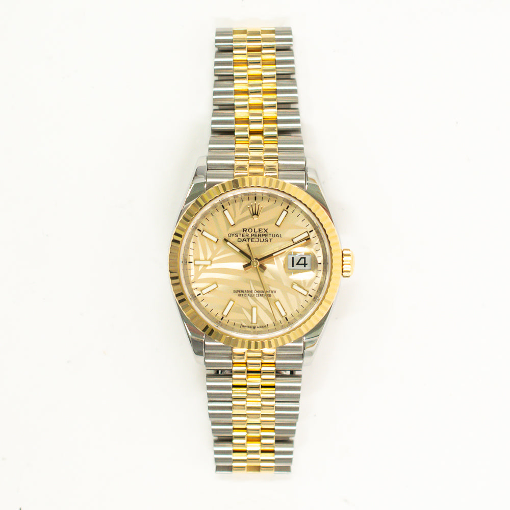 Rolex Datejust 36mm Champagne Palm Motif Dial 126233 (2021)