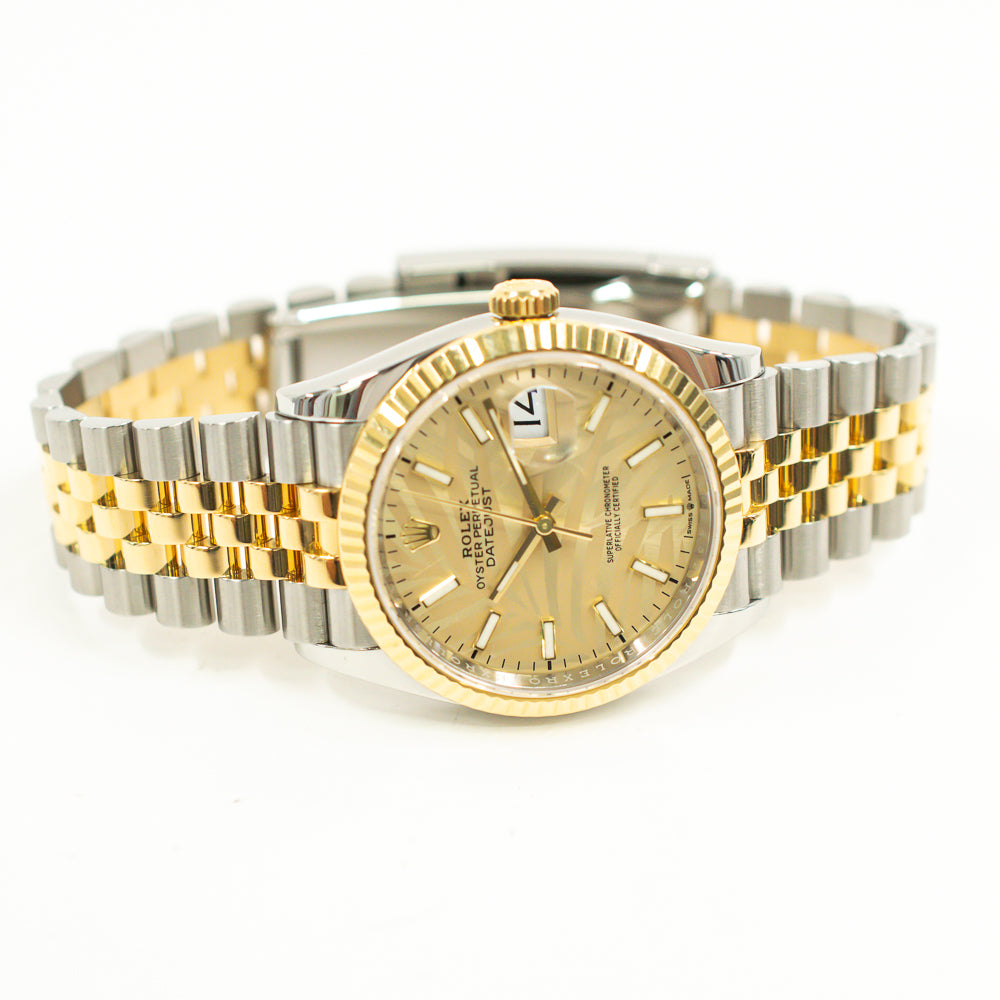 Rolex Datejust 36mm Champagne Palm Motif Dial 126233 (2021)