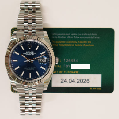Rolex Datejust 41mm Blue Dial 126334G (2026)