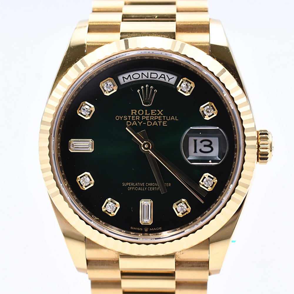 Rolex Day-Date 36mm Green Ombre Diamond Dial 128238 (2024)