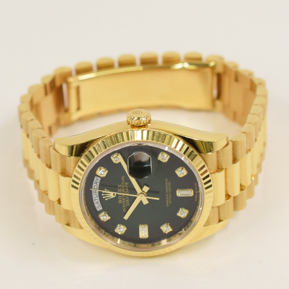 Rolex Day-Date 36mm Green Ombre Diamond Dial 128238 (2024)
