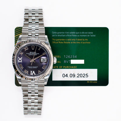 Rolex Datejust 36mm Purple "VI & IX" Diamond Dial 126234 (2025)