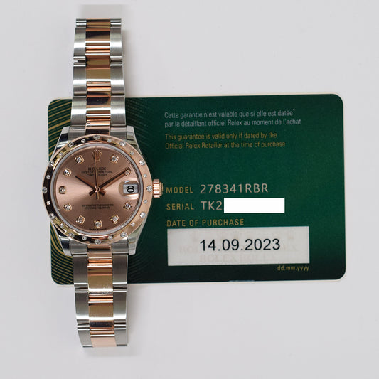 Rolex Datejust 31mm Pink Diamond Dial 278341RBR (2023)