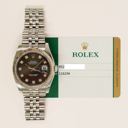Rolex Datejust 36mm Black Diamond Dial  116234G (2016)