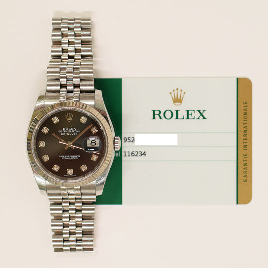 Rolex Datejust 36mm Black Diamond Dial  116234G (2016)