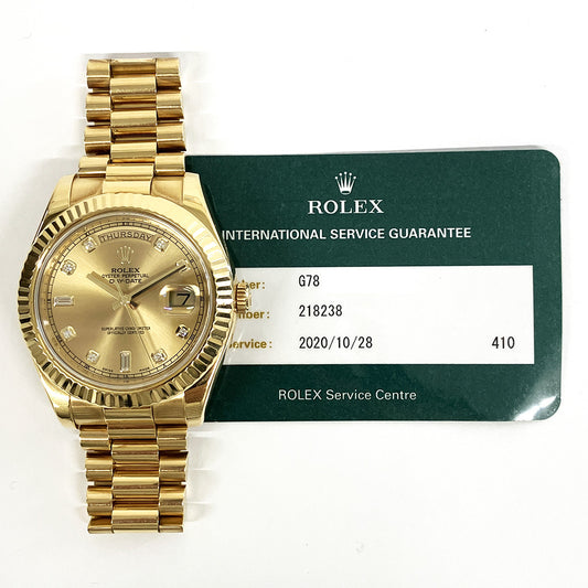 Rolex Day-Date II Champagne Diamond Dial 218238A