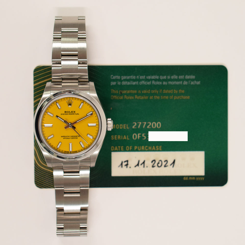 Rolex Oyster Perpetual 31mm Yellow Dial 277200 (2021)