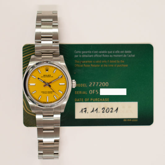 Rolex Oyster Perpetual 31mm Yellow Dial 277200 (2021)