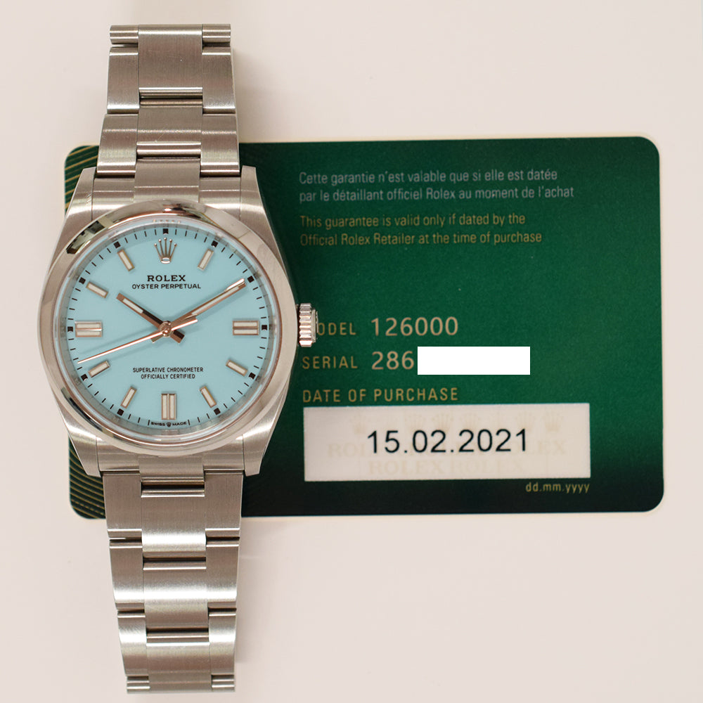 Rolex Oyster Perpetual 36mm Turquoise Dial 126000 (2021)