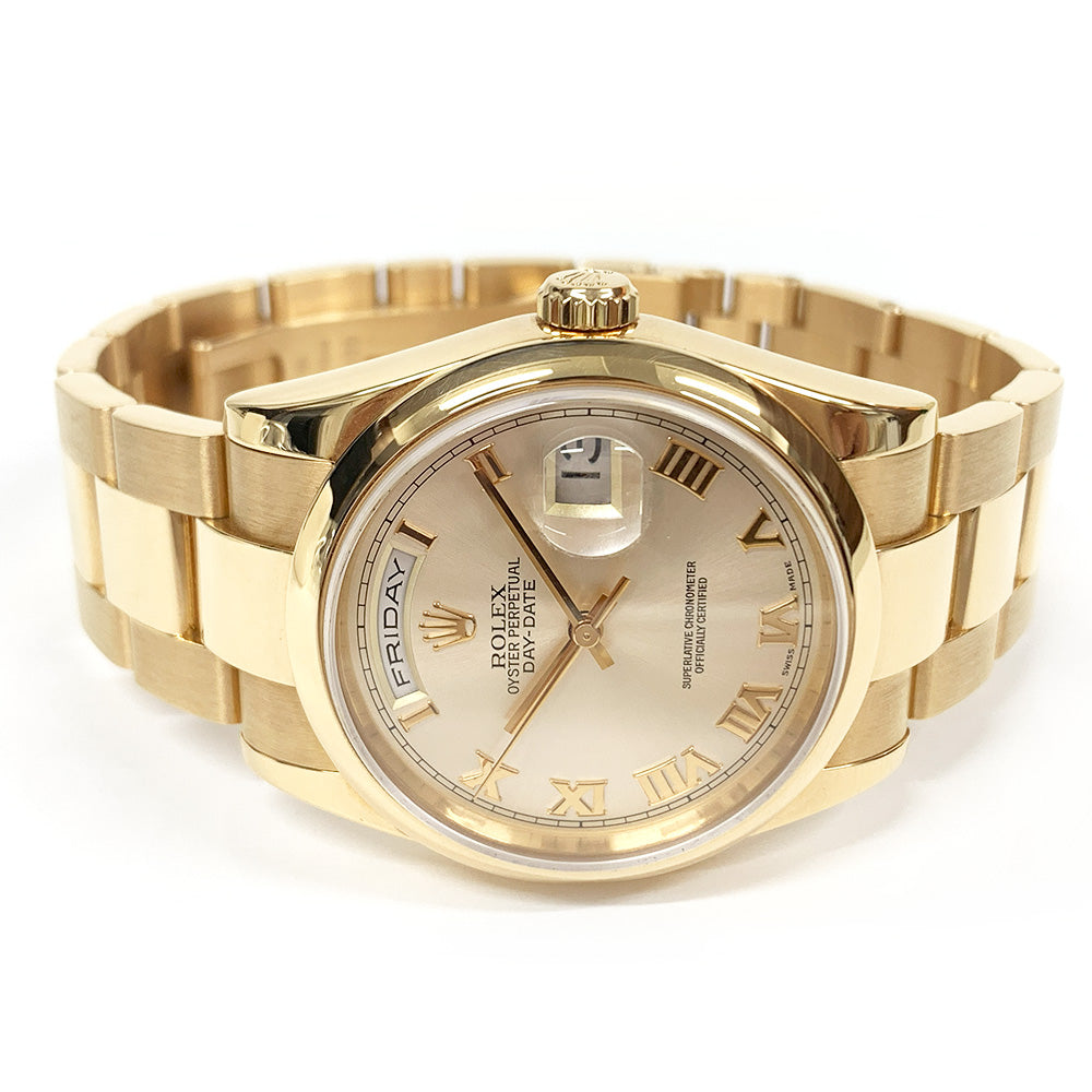 Rolex Day-Date 36mm Champagne Roman Dial 118205