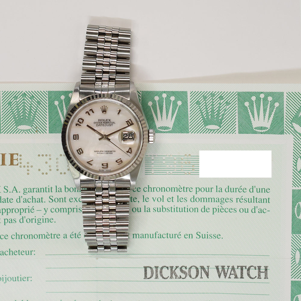Rolex Datejust 36mm Mop Arabic Dial 16234 (1999)